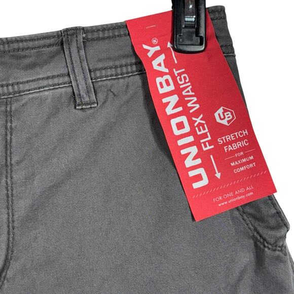 Union Bay SZ 34 Wyatt Cargo Shorts Stretch Relaxed Fit Pocket Zip-Fly Flint Gray - Picture 2 of 9